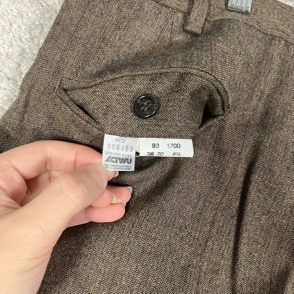 Vintage Brooks Brothers Dress Pants Mens 36x32 Brown Wool Pleated Windowpane USA - Picture 11 of 16